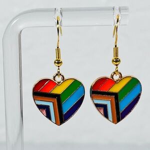 Heart Shape Rainbow Pride Earrings